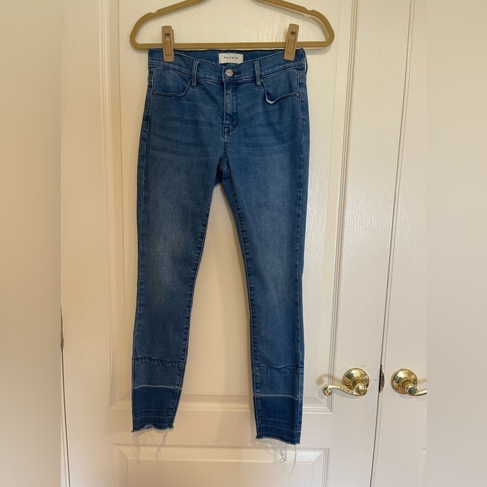 Pacsun blue frayed bottom ankle jeggings​​​​​